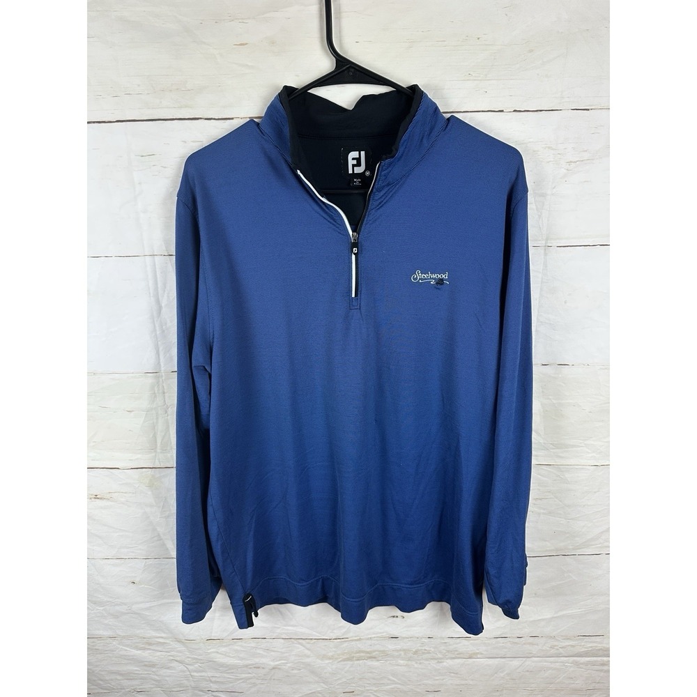 FootJoy 1/4 Zip Golf Pullover Men's M Blue/White‎ Stripe L/S Performance Stretch